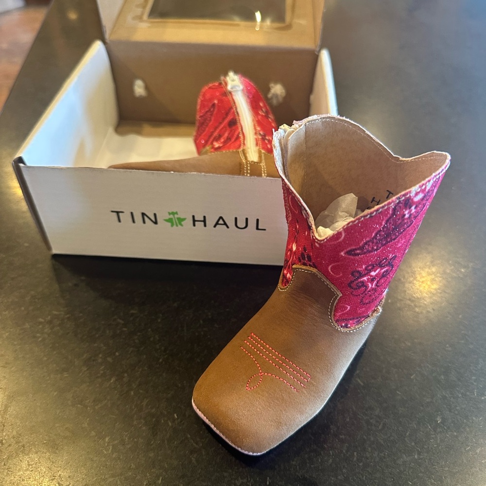 Tin Haul infant size 2 paisley cowgirl boots